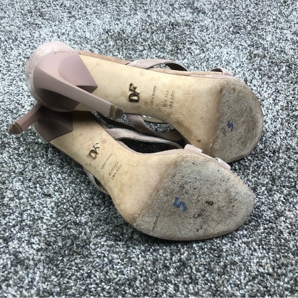 Diane Von Furstenberg Siracusa Powder Suede Criss Cross Heel Size 8.5 - Picture 9 of 9